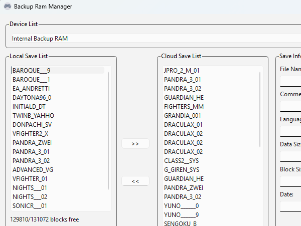 Screenshot of backup manager interface showing enhanced features